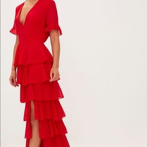 Tomato red ruffle dress 💦🍅 PRETTY LITTLE THING